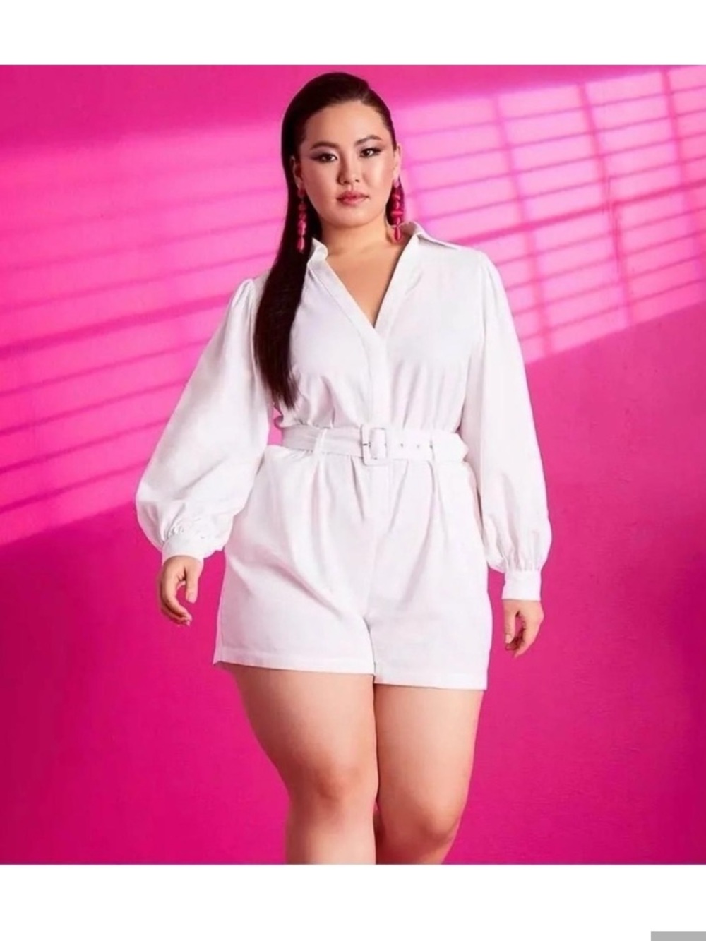 Eloquii Belted Long Sleeve Romper